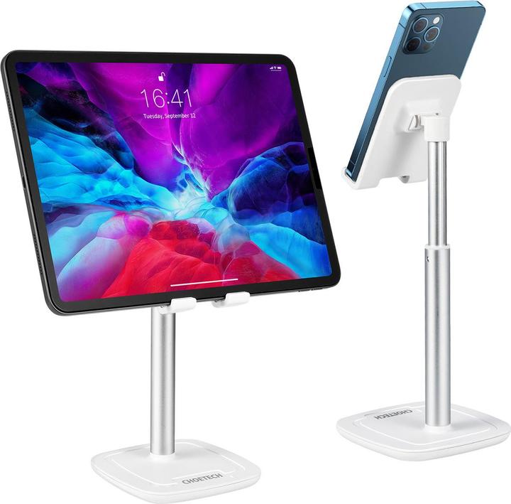 Actual product image Choetech H035 aluminum stand for a phone or tablet with adjustment - white and silver
