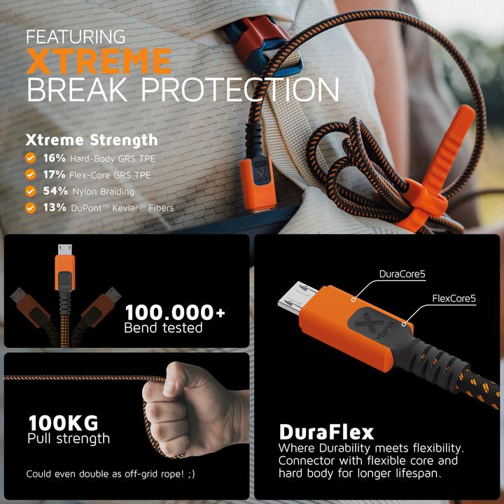 Actual product image Xtorm USB-A -> microUSB 1.5m Xtreme cable orange black (1.50 m)