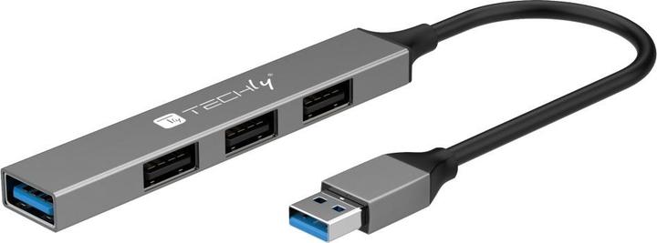 Techly USB-A 3.2 Hub mit 4 schlanken USB-A-Ports aus Metall Hersteller: (IUSB32-HUB4A-3U2SLS) (USB-A, 4 ports)