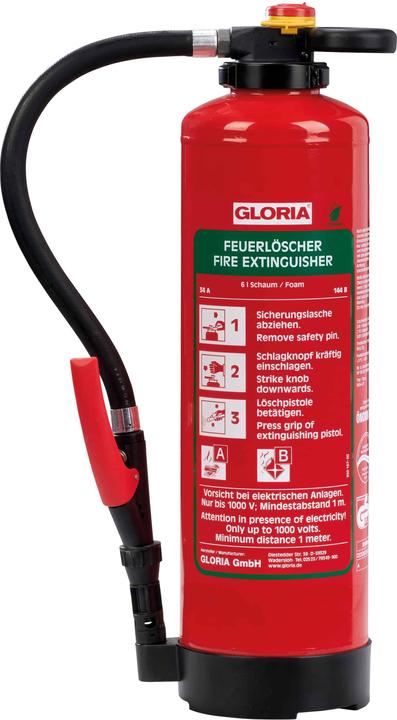 Gloria Foam fire extinguisher 6 l recharger Fire class A 34 A 144 B with wall bracket (A, B)