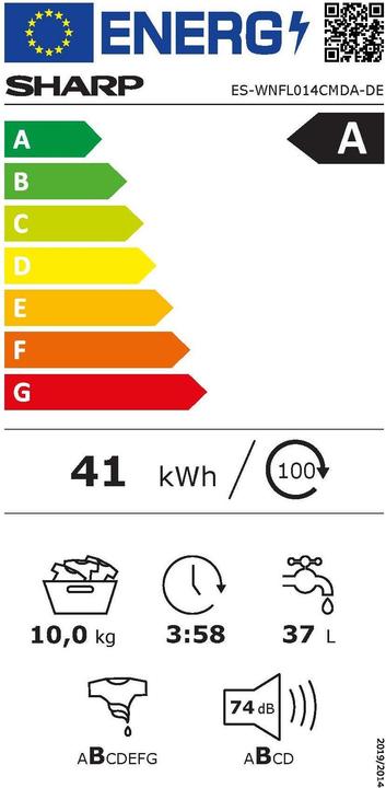Etichetta energetica Sharp ES-WNFL014CMDA-CH (10 kg, A sinistra)