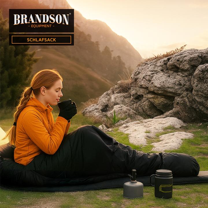 Actual product image Brandson Mumien-Schlafsack, Outdoor, Winterschlafsack bis -18°C, 2 Kordelzüge für Gesicht und Hals, schwarz (220 cm)