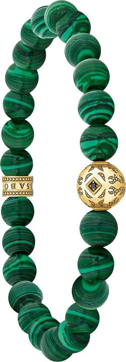 Immagine prodotto Thomas Sabo Bracciale di perline con pietre verdi placcate in oro (16 cm, Argento 925, Doratura in oro giallo 750)