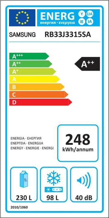 Energie-Label Samsung Rb33j3315sa/Ws (328 l)