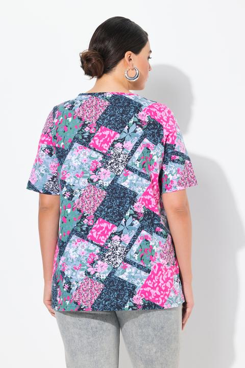Immagine prodotto Ulla Popken T-shirt dal taglio svasato con pieghe decorative, scollo a cuore e mezze maniche (46, 48)