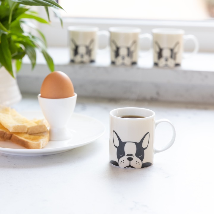 Actual product image Kitchen Craft KitchenCraft Porcelain Espresso Cup, French Bulldog Design, 80ml, Labelled (80 ml, 1 x)