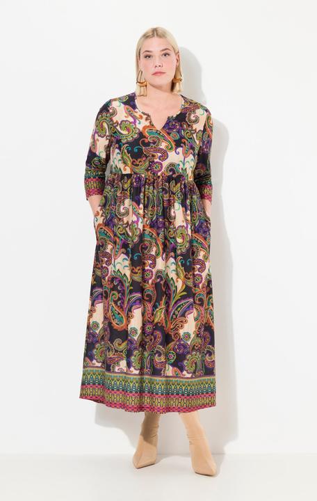 Produktbild Ulla Popken Jersey-Maxikleid, A-Linie, CottonTouch, Alloverdruck (54)