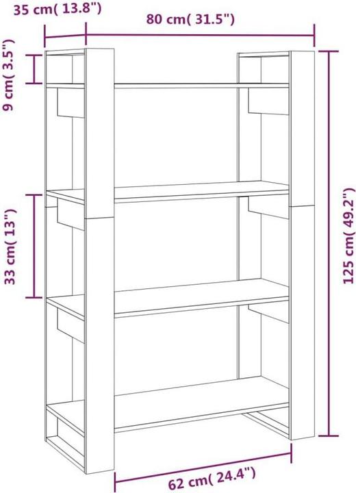 Produktbild vidaXL Bücherregal (80 x 35 x 125 cm)