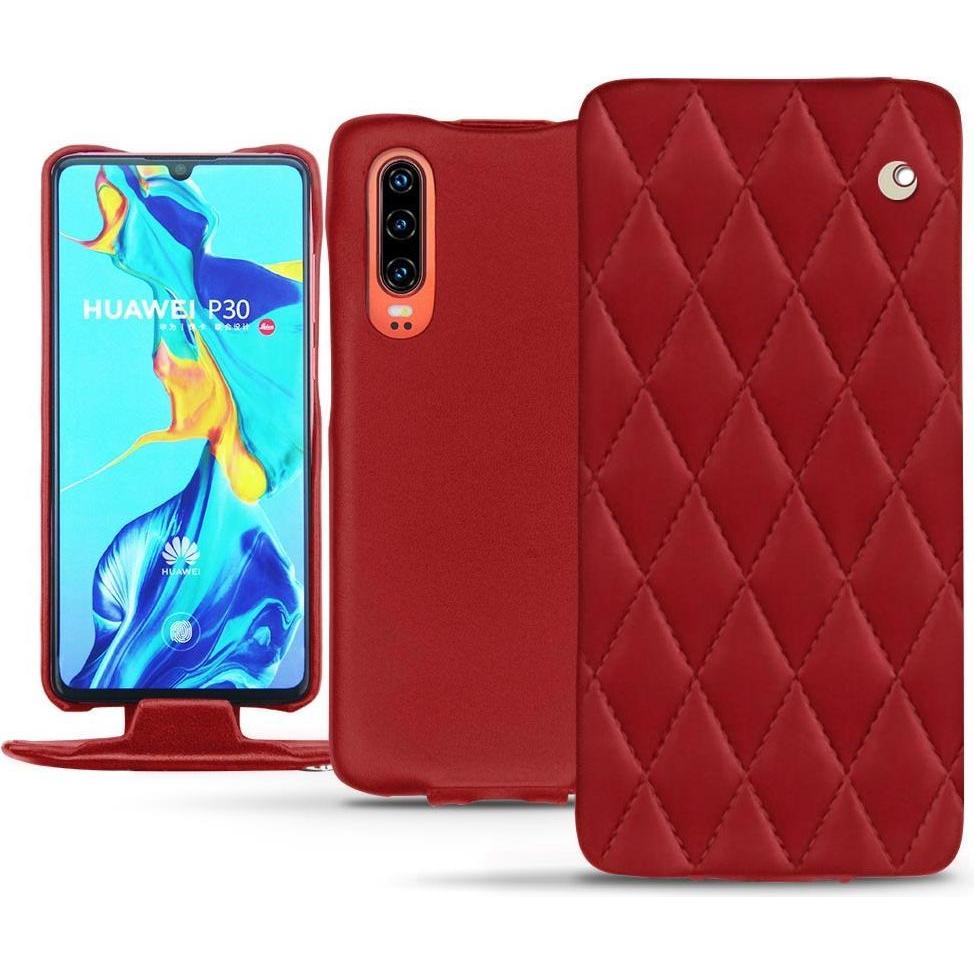 Noreve Lederschutzhülle vertikal (Huawei P30), Smartphone Hülle, Rot