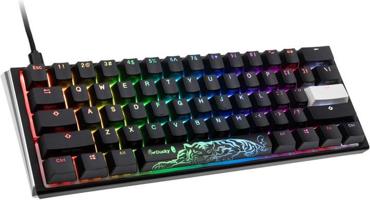 Actual product image Ducky One 3 Classic Black/White Mini Gaming Keyboard, RGB LED - MX-Brown (US) (US, Cable)