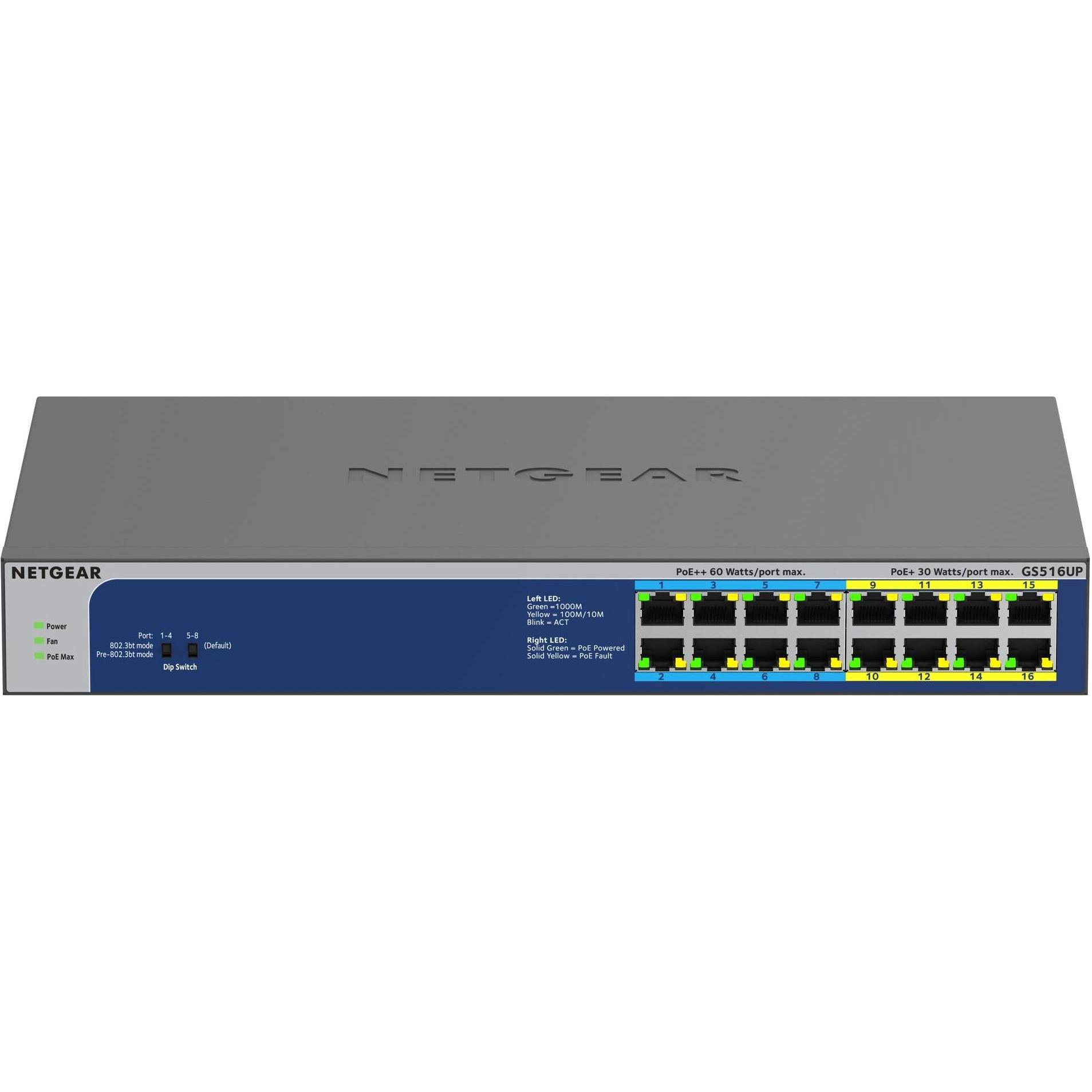 Netgear GS516UP-100EUS (16 Ports), Netzwerk Switch, Grau