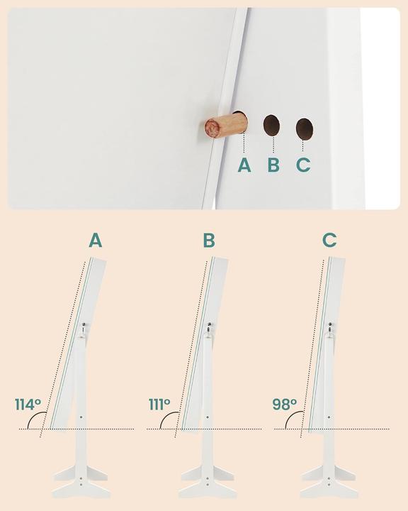 Productafbeelding Songmics Schmuckschrank Spiegelschrank Stehend Make-up Organizer Weiss