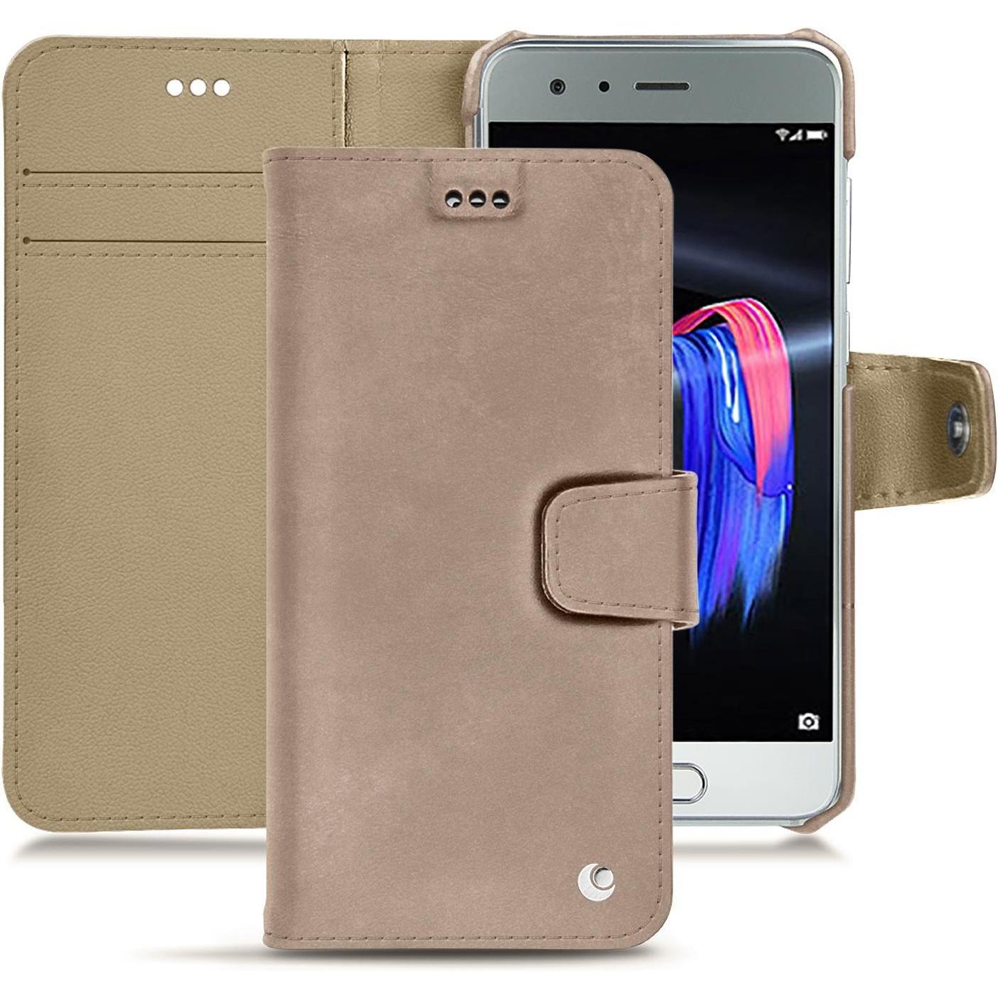 Noreve Lederschutzhülle Wallet (Honor 9), Smartphone Hülle, Beige