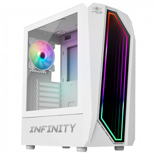 Spirit Of Gamer Boitier Moyen Tour Atx Infinity RGB Avec Panneaux Vitrés (Blanc) (ATX), Case PC, Bianco