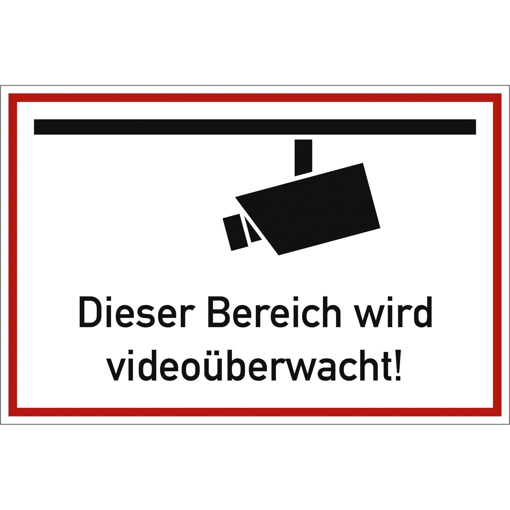 10x HP Autozubehör, Sicherheitskennzeichnung, Hinweiszeichen Videoüberwacht L300xB200 mm weiss schwarz Kunststoff