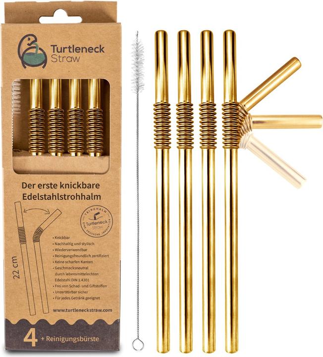 Produktbild Turtleneck Straw Biegbare Edelstahl Trinkhalme (4x)