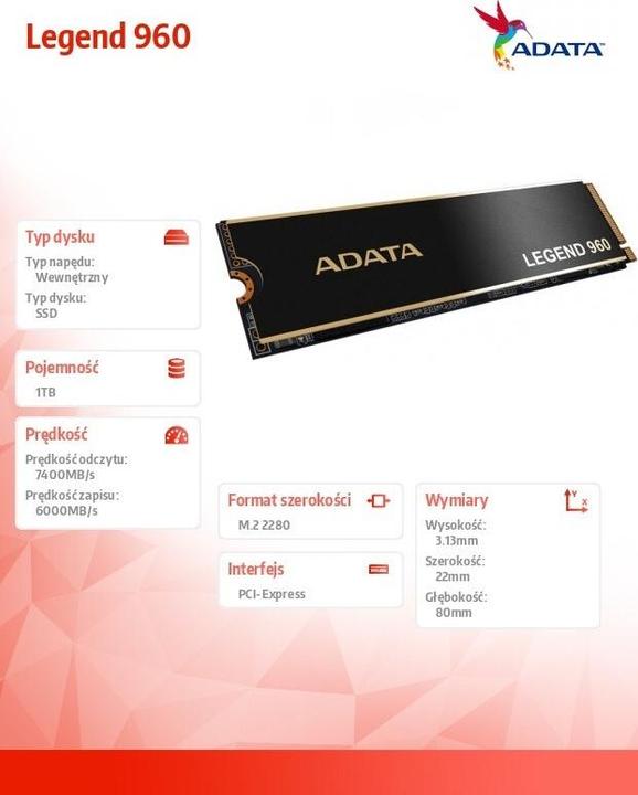 Produktbild Adata Legend 960 (1000 GB, M.2 2280)