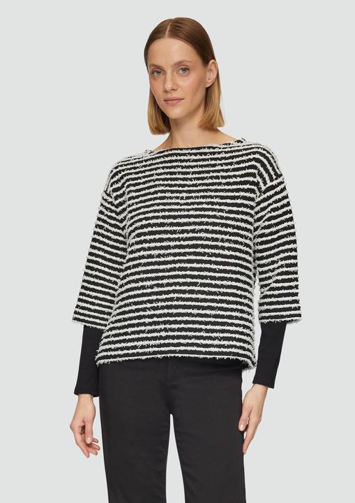 Produktbild s.Oliver Sweatshirt Sweatshirt mit Strukturstreifen (40)
