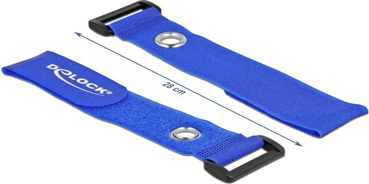 Actual product image Delock Velcro cable tie with loop and fixing eye L 280 x W 38 mm blue 3 pieces (Velcro cable ties, 280 mm, 3 pcs.)