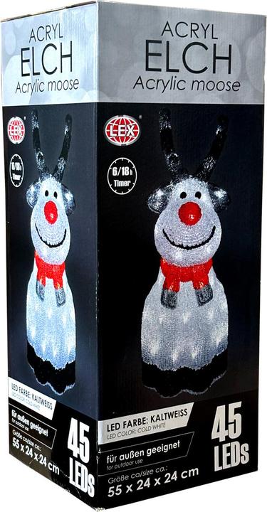 Actual product image Mojawo Acrylic moose 45 LEDs cold white outdoor lighting with timer function