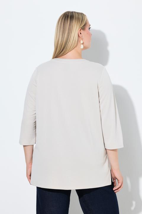 Actual product image Ulla Popken Split Neck 3/4 Sleeve Modal Blend Tee (46, 48)