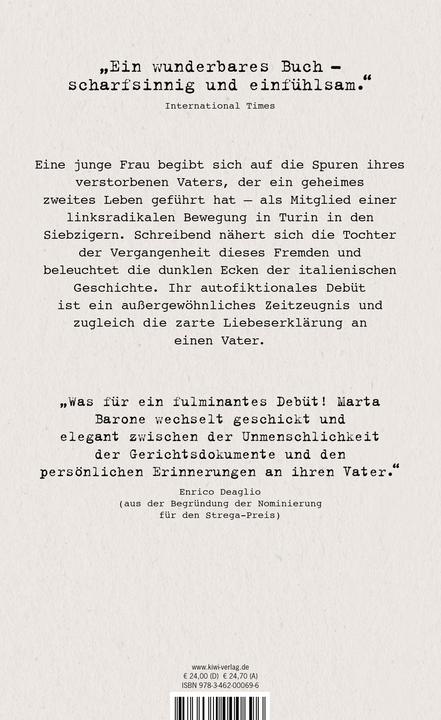 Nährwerte und Zutaten Als mein Vater in den Strassen von Turin verschwand (Deutsch, Marta Barone, 2024)