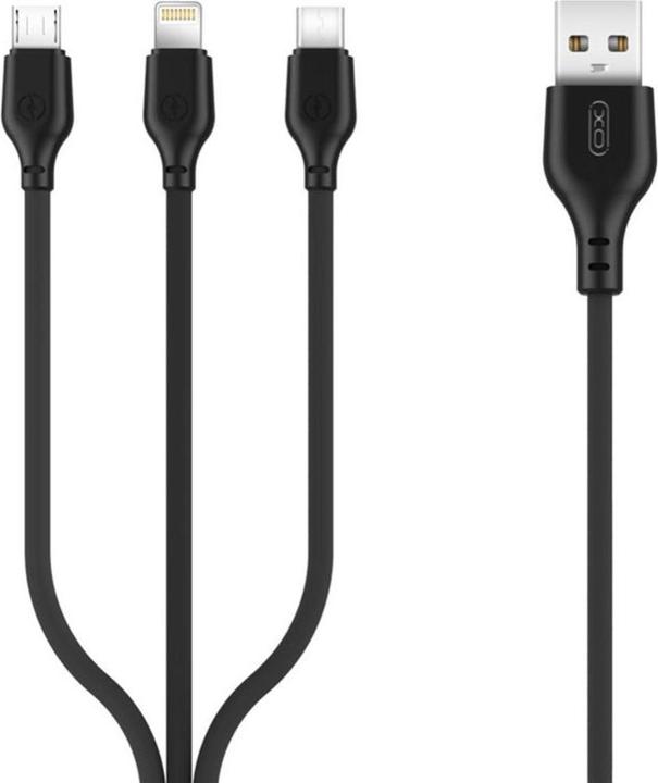 Actual product image xO cable NB103 3in1 USB - Lightning + USB-C + microUSB 1,0 m 2,1A black (1 m, USB 2.0, 10.50 W)