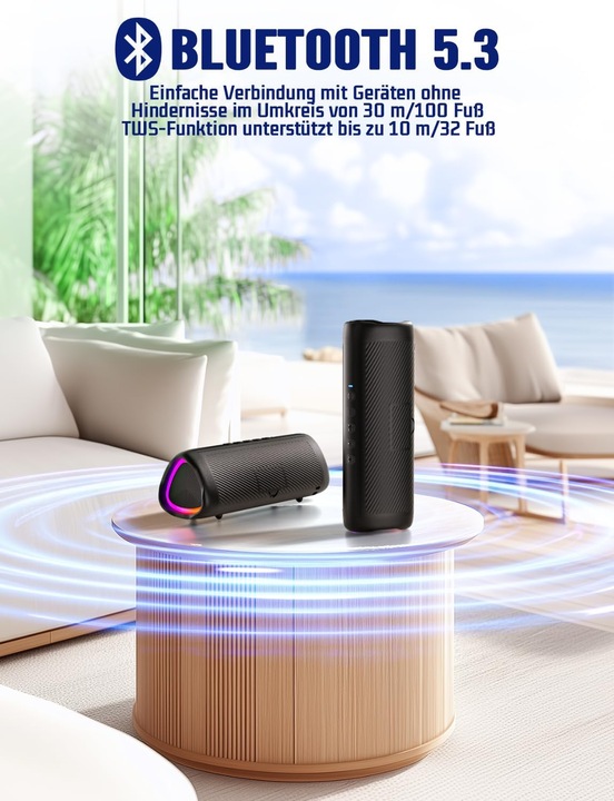 Actual product image Uohhboe Tragbarer Bluetooth-Lautsprecher (24 h, Rechargeable battery operated)