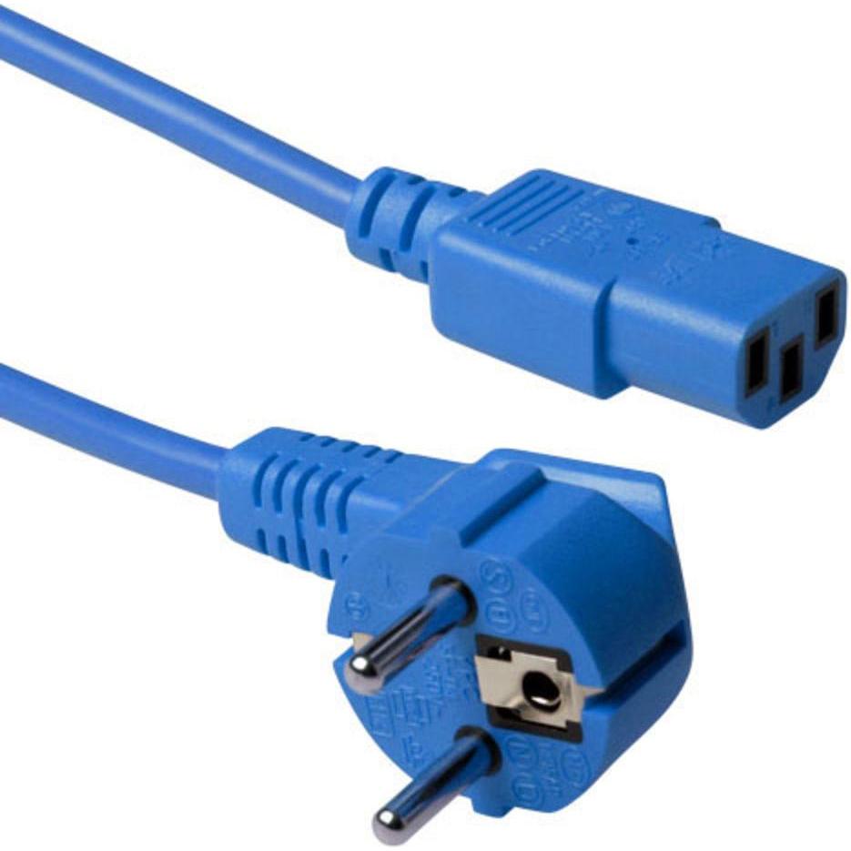 ACT Powercord mains connector CEE 7/7 male (angled) - C13 blue 5 m (5 m), Stromkabel