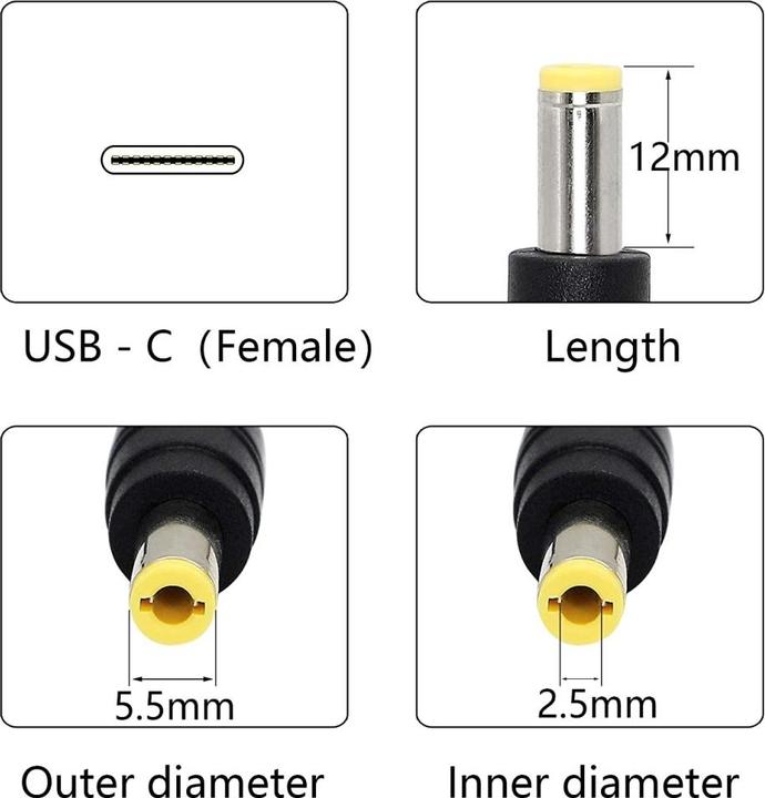 Produktbild PowerGuard USB-C auf DC Barrel 5.5 x 2.5 mm Adapter (DC-Stecker, USB-C)
