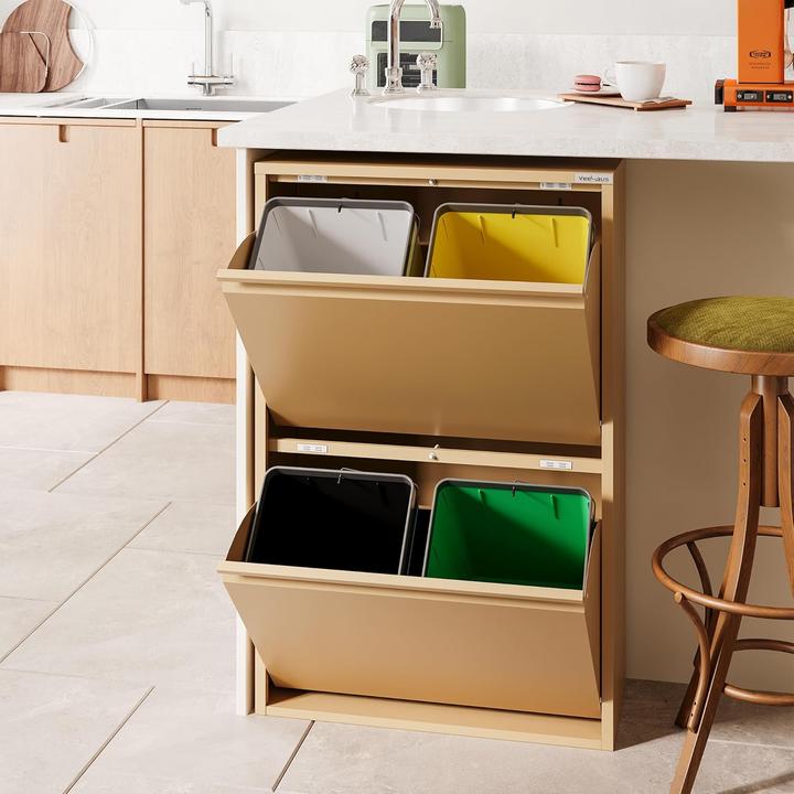 Produktbild Veehaus Küchen Mülltrennsystem mit Klappdeckel, 4x15L (60 l)