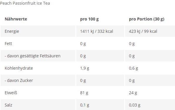 Nährwerte und Zutaten More Nutrition More Clear (Pfirsich, Passionsfrucht, 1 x, 600 g)