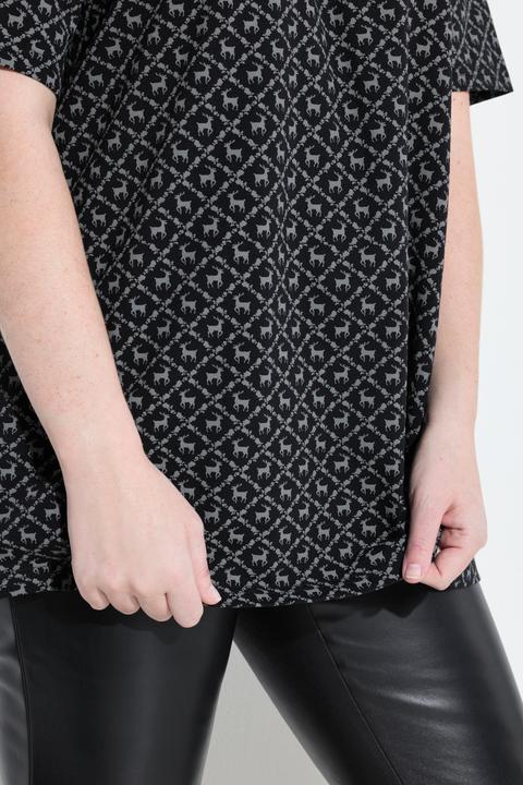 Produktbild Ulla Popken T-Shirt, Trachtenmuster, A-Linie, V-Ausschnitt, Halbarm (58)