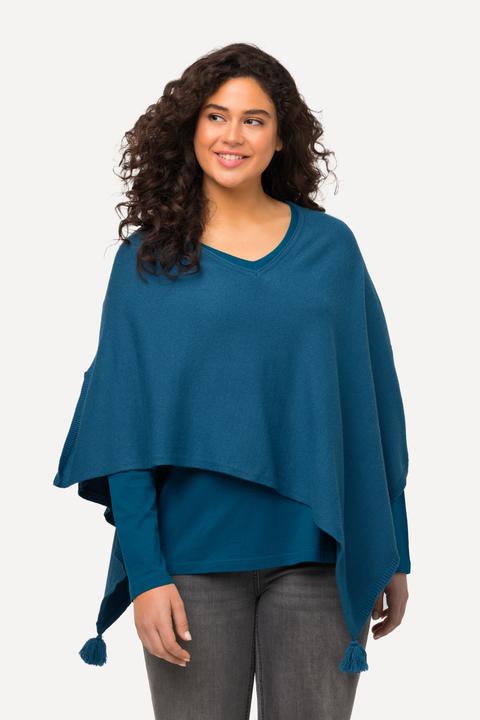 Actual product image Ulla Popken Knit Pointed Hem Poncho (58, 60, 62)