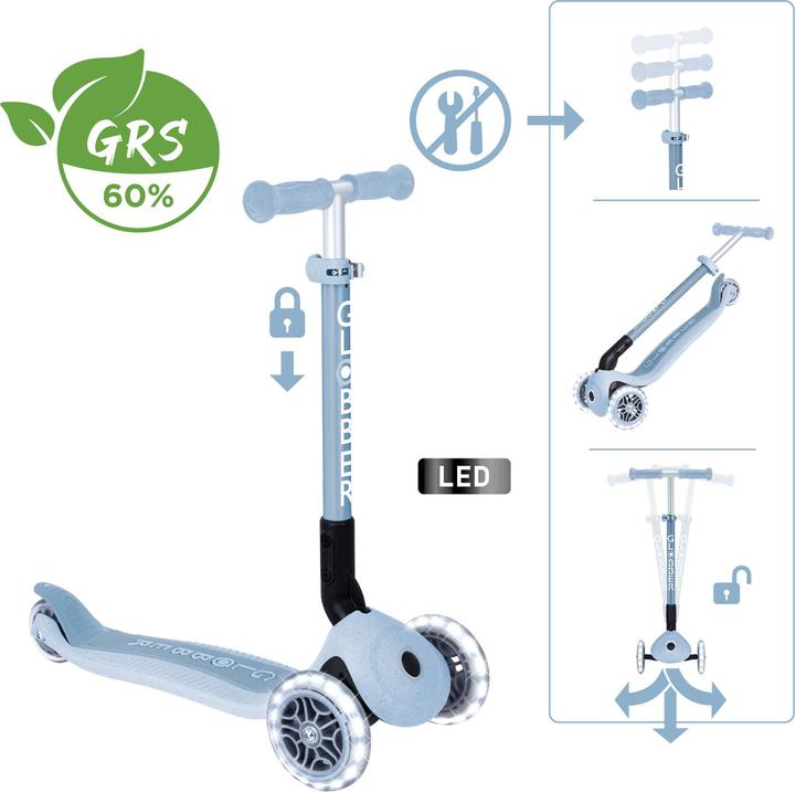 Immagine prodotto Globber JUNIOR FOLDABLE LIGHTS ECO mirtillo, con rotolo luminoso