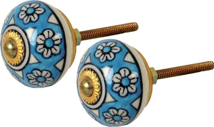 Produktbild Tranquillo Möbelgriff handgemacht, Ø 4 cm, Blau/Gold