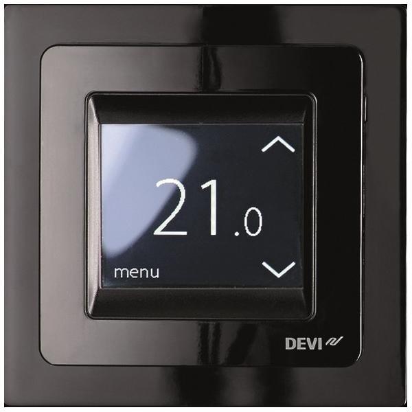 Image du produit Devi DEVIreg Touch noir 140F1069 Thermostat à horloge encastré 16A, 230V avec cadre