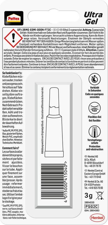 Actual product image Pattex Ultra Gel superglue (3 g, 3 ml)