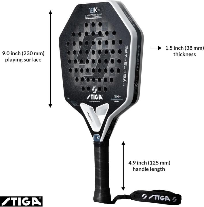 Image du produit Stiga Padelracket Cybershape 18K hard, medium gewicht, zwart