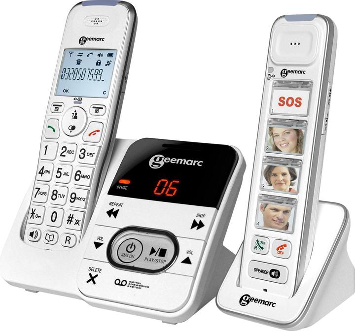 Actual product image Geemarc PACK Mobility 295 Cordless senior phone Answering machine, photo buttons Illuminated display White