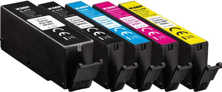 KMP 1x pigmentschwarz, 1x schwarz, 1x cyan, 1x magenta, 1x gelb Druckerpatronen kompatibel zu Canon (BK)