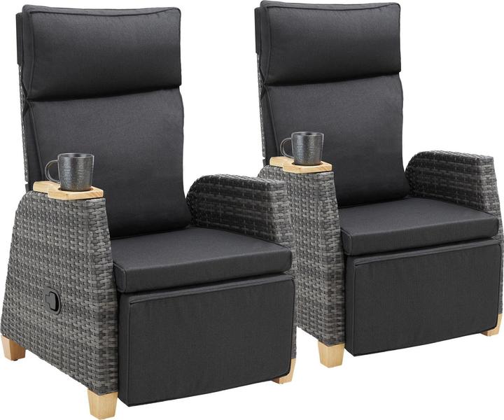 tectake Poltrona in rattan Pescara con telaio in alluminio, schienale regolabile