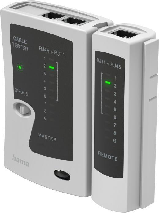 Image du produit Hama Testeur de câble réseau, testeur de câble pour 8p8c (RJ45), 6p6c ou 6p4c (Ligne de mesure)