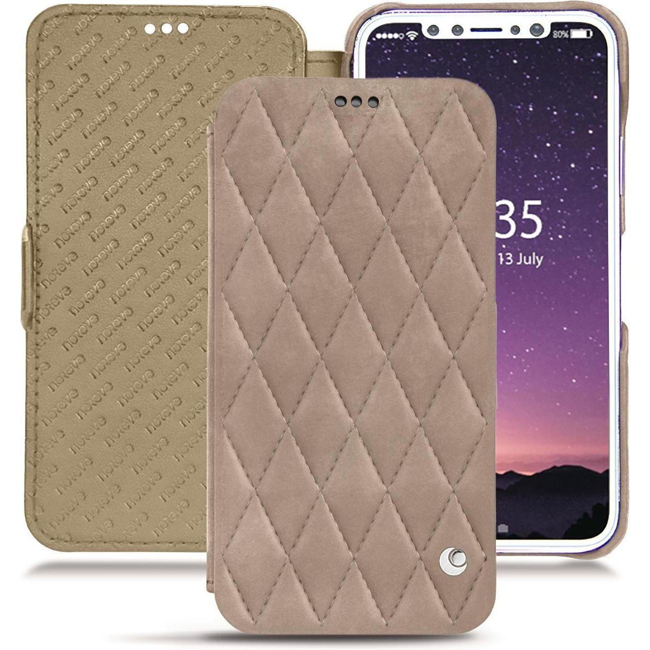 Thumbnail - Noreve Lederschutzhülle horizontal (Apple iPhone XS), Smartphone Hülle, Beige