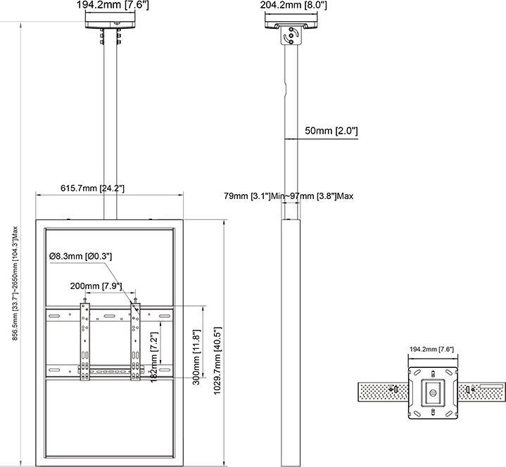 Produktbild Multibrackets Monitor Rahmen, Deckenmontage, 43"/5032