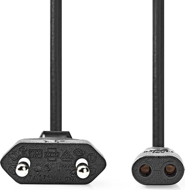 Produktbild Nedis Stromkabel - Euro Männlich - IEC-320-C1 - Gerade - Gerade - Vernickelt - 2.00 m - Aufgerollt - (2 m)
