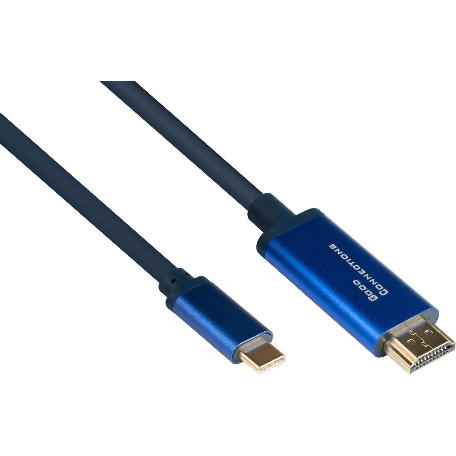 Good Connections GC 4520-CSF020B Adapterkabel USB C> HDMI, 4K@60Hz, flex, 2,0 m (2 m, HDMI), Video Kabel