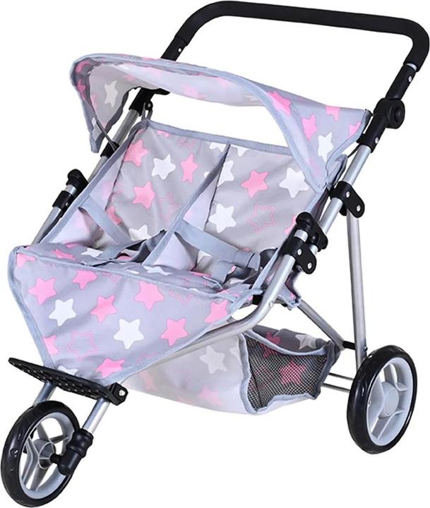Actual product image Knorrtoys Zwillingspuppenwagen Duo - "star grey pink"
