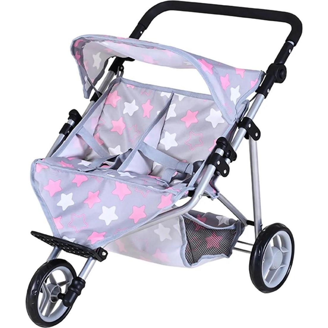 Knorrtoys Zwillingspuppenwagen Duo - "star grey pink" (16744)