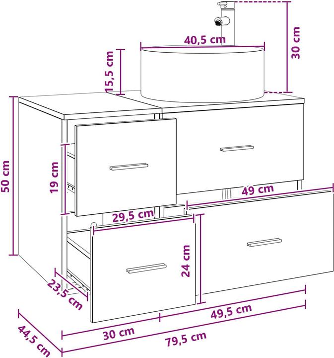 Produktbild vidaXL Badezimmer-Waschtisch (445 mm, 495 mm)